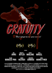 Poster (image) for the short film "Gratuity." June 2017